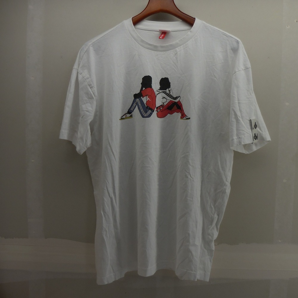 Kappa Mens Graphic T-Shirt White Omini Logo Back to Back Figures XL 2612